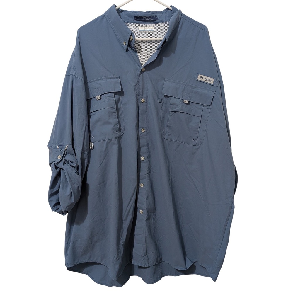 Columbia PFG Bahama II Shirt 3XT Blue Long Sleeve Fishing Outdoor Gorpcore UPF30